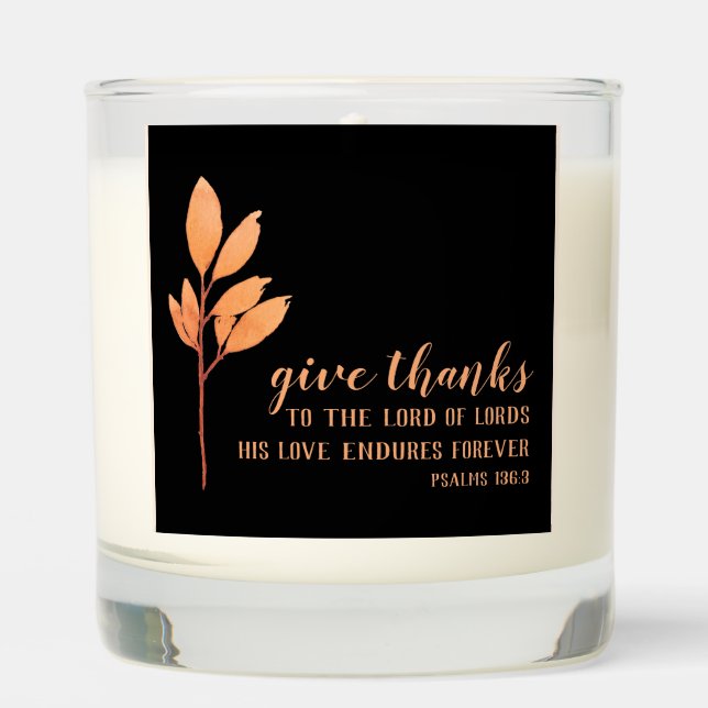 Elegant Orange Black Thanksgiving Religious  Scented Candle (Front)