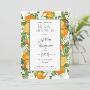 Elegant Orange Blossom Foliage Bridal Shower Invitation