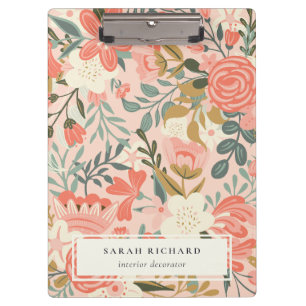 Elegant Orange Blush Peach Green Ambrosia Floral Clipboard