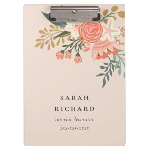 Elegant Orange Blush Peach Green Ambrosia Floral Clipboard