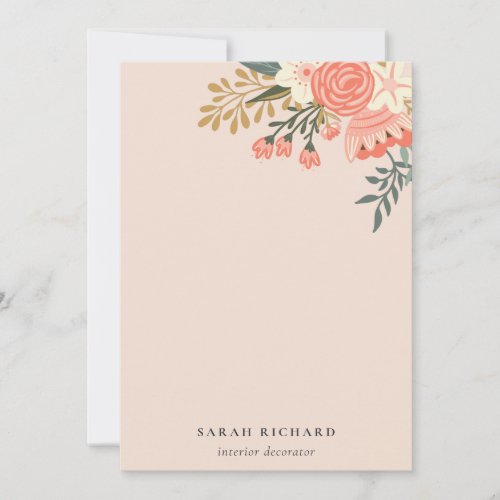 Elegant Orange Blush Peach Green Ambrosia Floral  Note Card