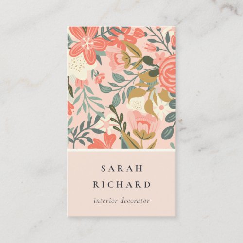 Elegant Orange Blush Pink Green Ambrosia Floral Business Card