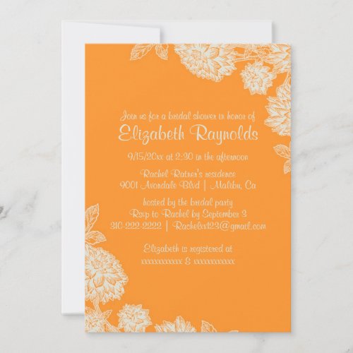 Elegant Orange Bridal Shower Invitations
