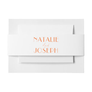Elegant Orange Bright Fancy Minimalist Wedding Invitation Belly Band