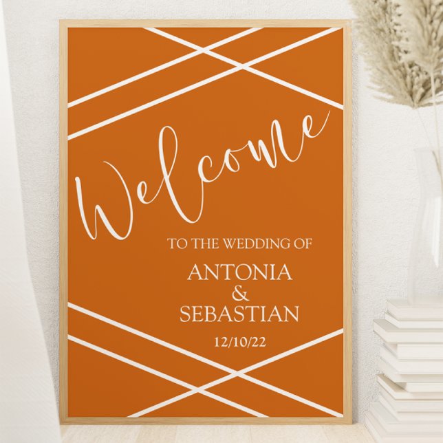 Elegant Orange Burnt Stripes Welcome 18x24 Poster (Creator Uploaded)