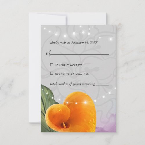 Elegant Orange Calla Lily Art Floral Watercolor RSVP Card