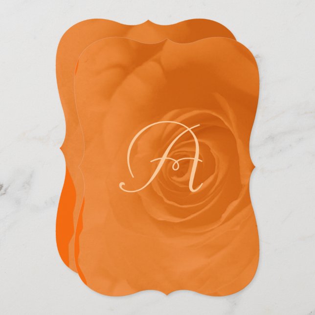 Elegant Orange Coral Rose Wedding Invitation (Front/Back)