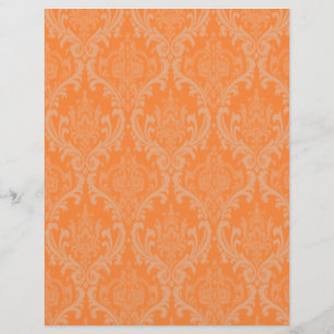 Elegant Orange Damask Pattern Scrapbook