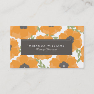 Elegant Orange Floral Business Cards