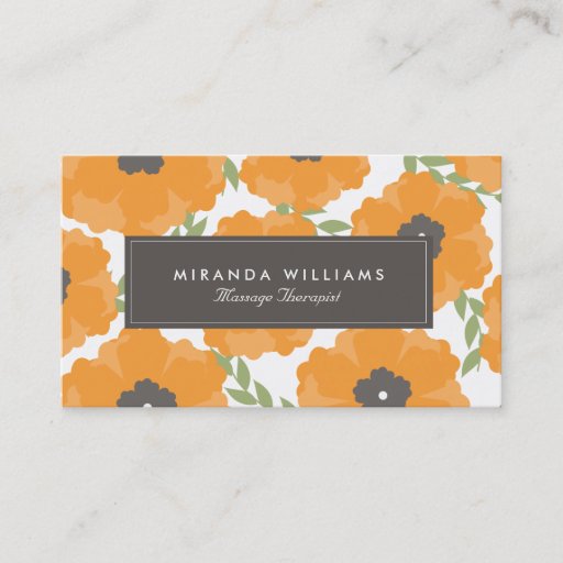 Customizable Elegant Orange Floral Business Cards
