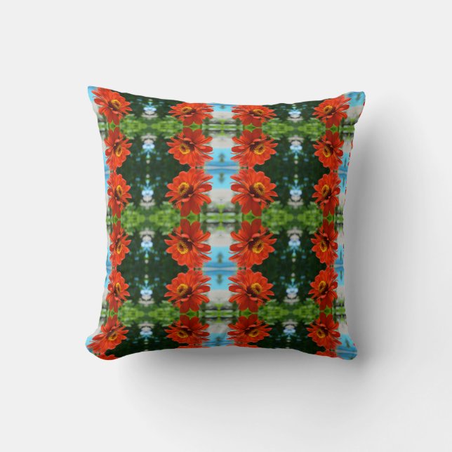 Elegant Orange floral flower daisy Throw Pillow (Front)