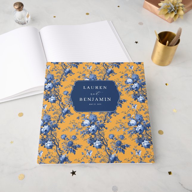 Elegant Orange Floral Guest Book (Front Open)