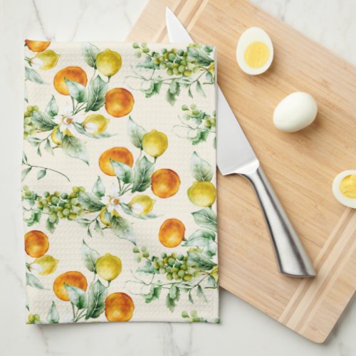 Elegant Orange Floral Kitchen Towel