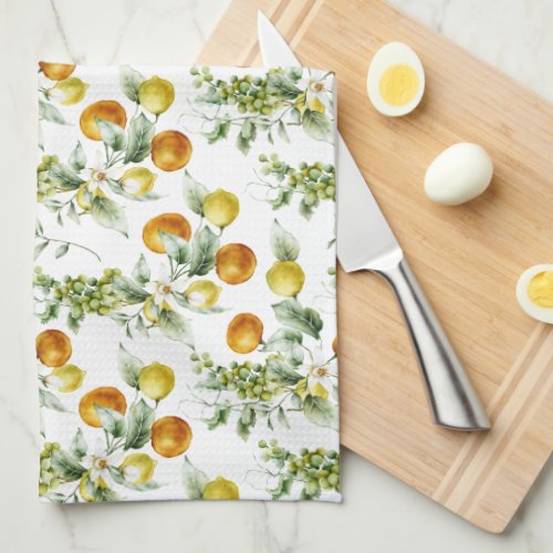 Elegant Orange Floral Kitchen Towel