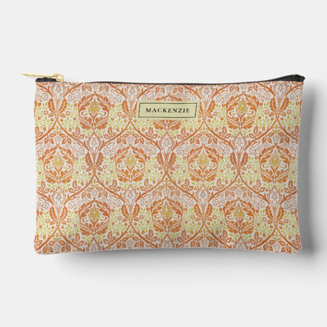 Elegant Orange Floral Pattern Accessory Pouch (Front)
