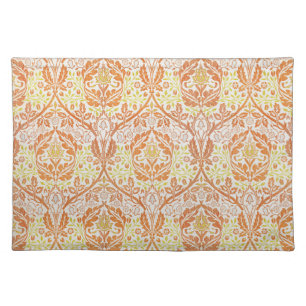 Elegant Orange Floral Pattern Cloth Placemat