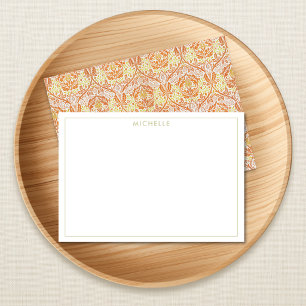 Elegant Orange Floral Pattern Note Card