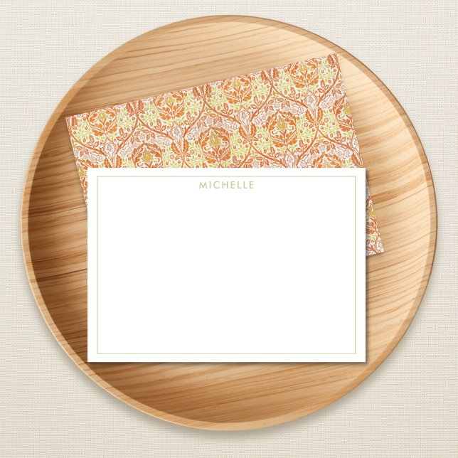 Elegant Orange Floral Pattern Note Card (Creator Uploaded)