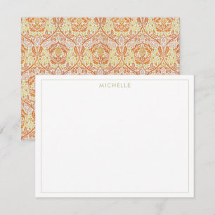 Elegant Orange Floral Pattern Note Card