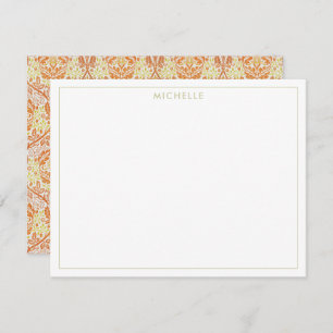 Elegant Orange Floral Pattern Note Card