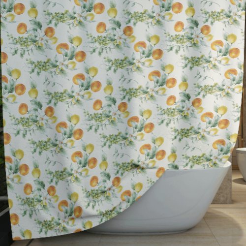 Elegant Orange Floral Shower Curtain