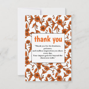 Elegant Orange Floral Thank You Card