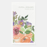 Elegant Orange Floral Watercolor Custom Wedding