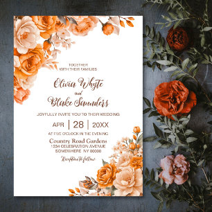 Elegant Orange Floral Wedding Invitation