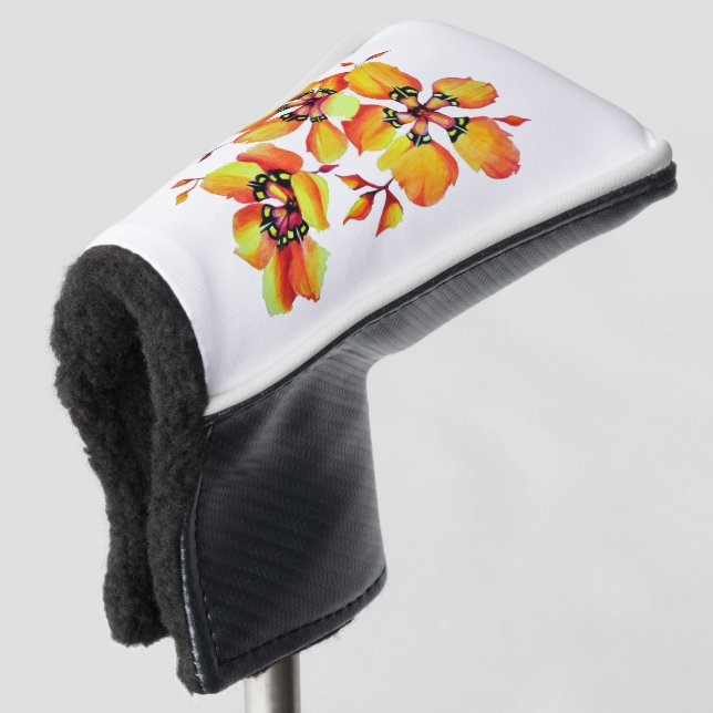 Elegant Orange Flowers - Customize your Own Golf Head Cover (3/4 Front)