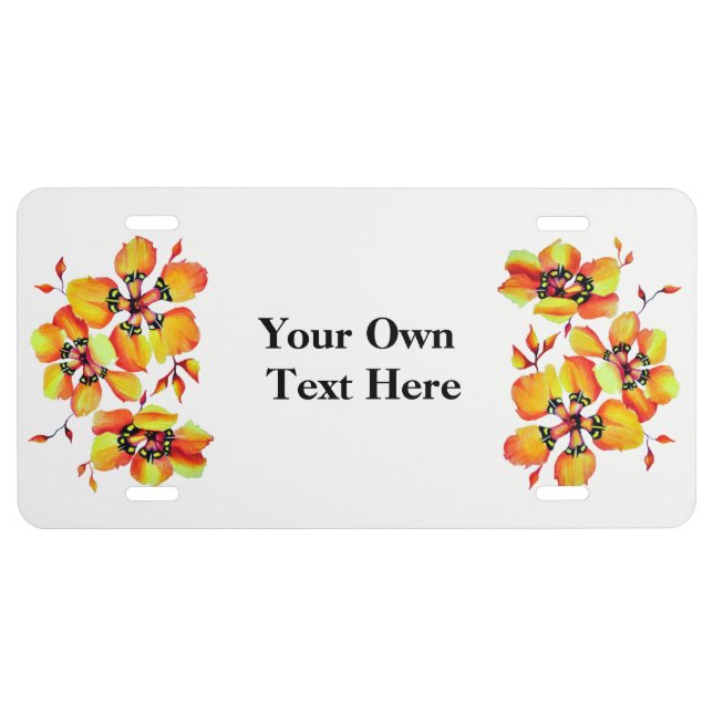 Elegant Orange Flowers - Customize your Own License Plate (Front)