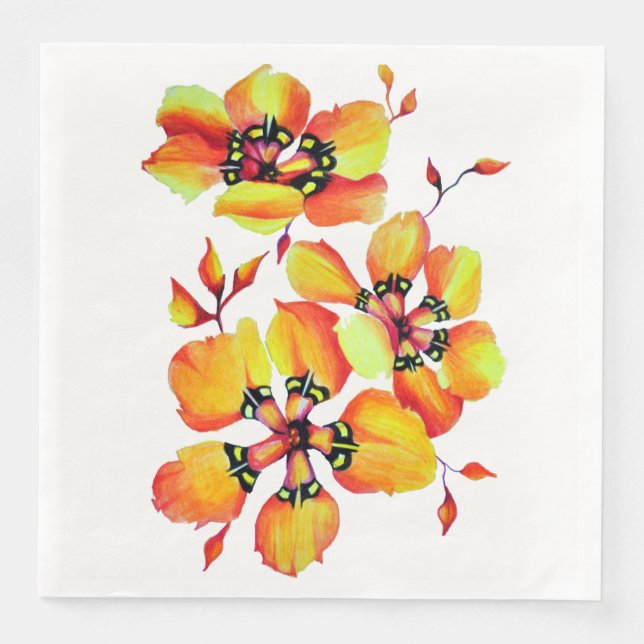 Elegant Orange Flowers - Customize your Own Paper Dinner Napkins (Front)