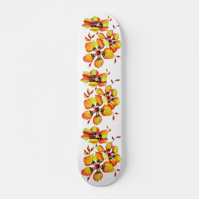 Elegant Orange Flowers - Customize your Own Skateboard (Front)