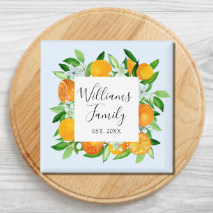 Elegant Orange Fruits and Flowers Summer Floral Magnet