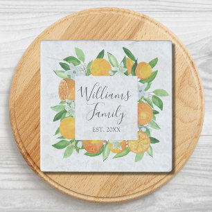 Elegant Orange Fruits and Flowers Summer Floral Stone Magnet