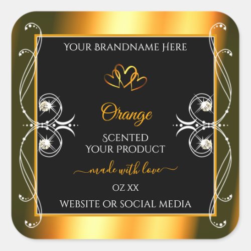 Elegant Orange Glamour Decor Black Product Labels
