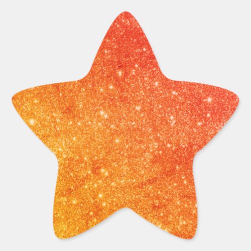 Elegant Orange Glitter Star Sticker