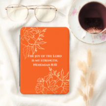 Elegant Orange & Gold Floral Bible Verse