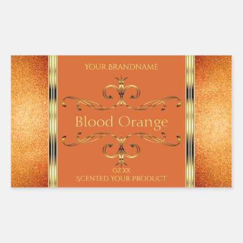 Elegant Orange Gold Product Labels Glitter Borders