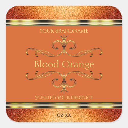 Elegant Orange Gold Product Labels Glitter Borders