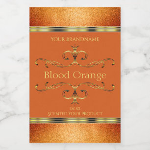 Elegant Orange Gold Product Labels Glitter Borders