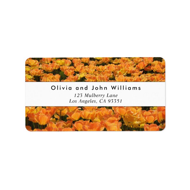 Elegant Orange Gold Tulips Return Address Labels (Front)