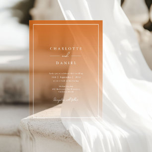 Elegant Orange Gradient Acrylic Wedding Acrylic Invitations
