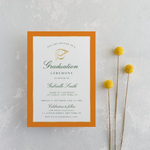 Elegant orange graduation ceremony invitation