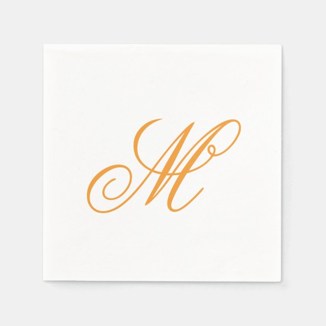 Elegant Orange Green Monogram Initial  Napkins (Front)