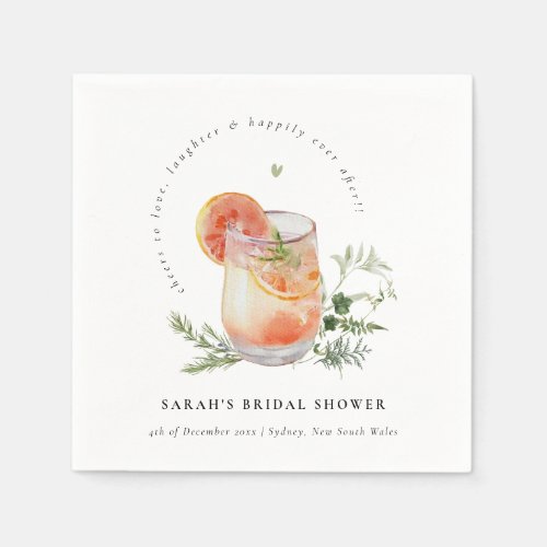 Elegant Orange Green Peach Cocktail Bridal Shower  Napkins