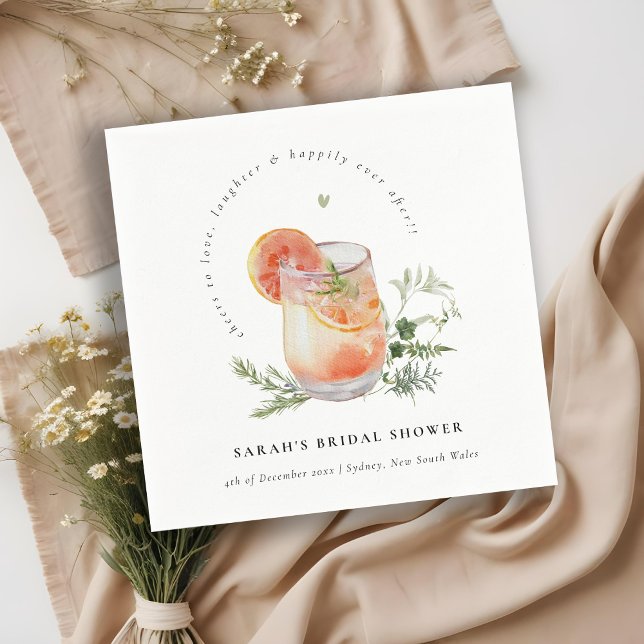 Elegant Orange Green Peach Cocktail Bridal Shower  Napkins (Creator Uploaded)