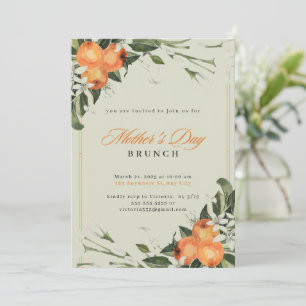 Elegant Orange & Green Watercolor Mother’s Day Invitation