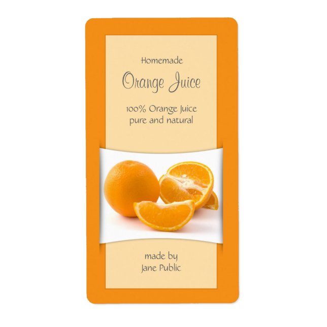 Elegant Orange Juice Jam Marmalade Label (Front)