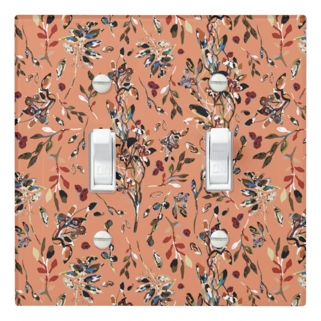Elegant Orange Leaves And Berries Home Decor Light Switch Cover (In Situ)