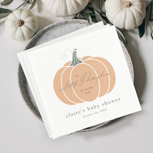 Elegant Orange Little Pumpkin Fall Baby Shower  Napkins (Elegant Orange Little Pumpkin Baby Shower Napkins.)